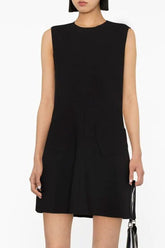 Robe patineuse courte sans manches à col ras du cou et poche cœur - Noir